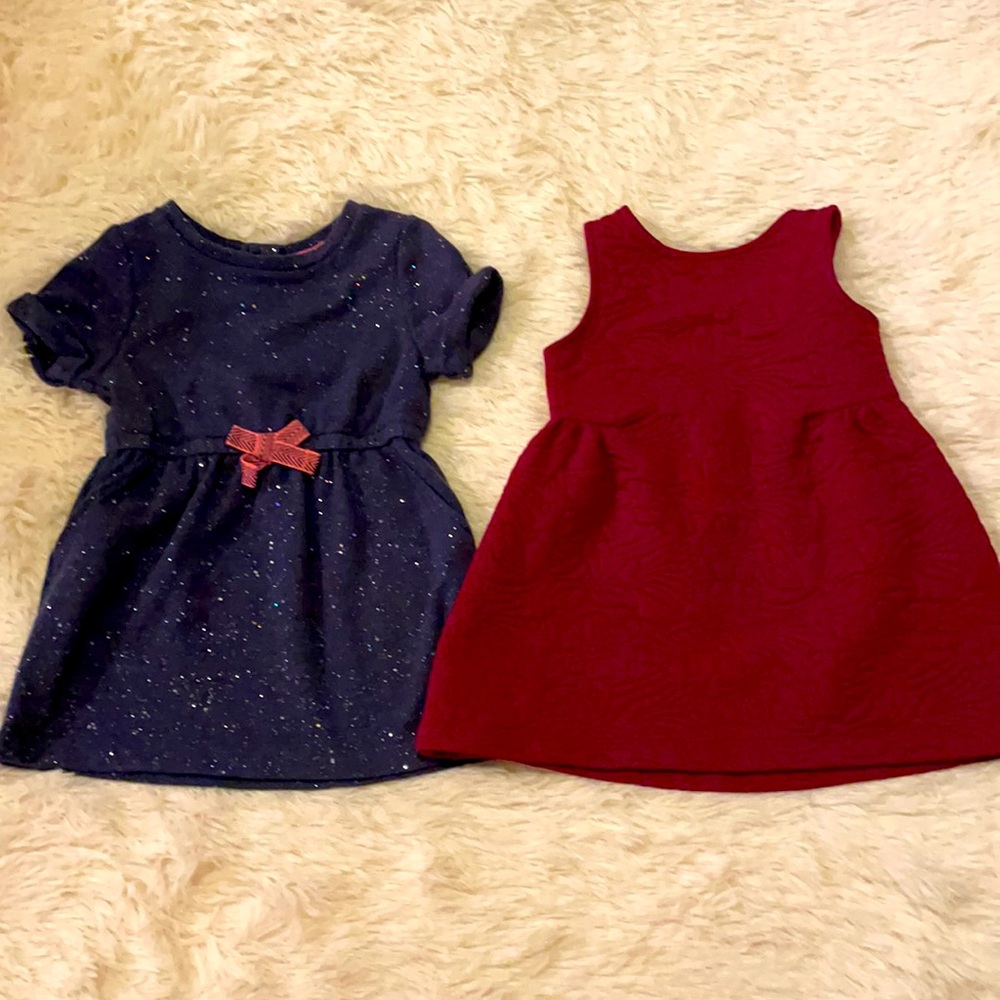 Oshkosh cranberry dress/Cat&Jack jersey dress 18m